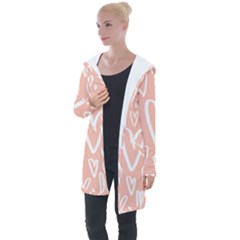 Coral Pattren With White Hearts Longline Hooded Cardigan by alllovelyideas