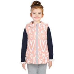 Coral Pattren With White Hearts Kids  Hooded Puffer Vest by alllovelyideas