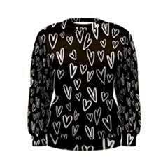 White Hearts - Black Background Women s Sweatshirt by alllovelyideas