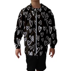 White Hearts - Black Background Hooded Windbreaker (kids) by alllovelyideas