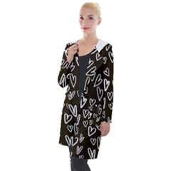 White Hearts - Black Background Hooded Pocket Cardigan by alllovelyideas