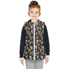 White Hearts - Black Background Kids  Hooded Puffer Vest by alllovelyideas