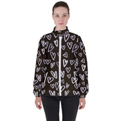 White Hearts - Black Background High Neck Windbreaker (women) by alllovelyideas