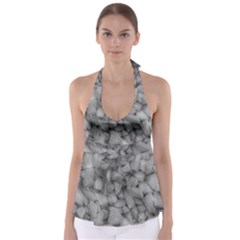 Soft Gray Stone Pattern Texture Design Babydoll Tankini Top by dflcprintsclothing