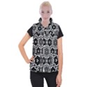 Black White Abstract Flower Women s Button Up Vest View1