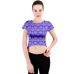 Nerdy Glasses Purple Crew Neck Crop Top