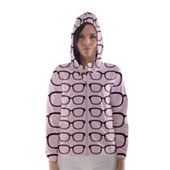 Nerdy Glasses Pink Hooded Windbreaker (women)