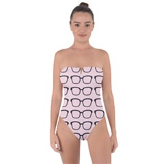 Nerdy Glasses Pink Tie Back One Piece Swimsuit