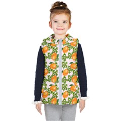 Citrus Tropical Orange Pink Kids  Hooded Puffer Vest