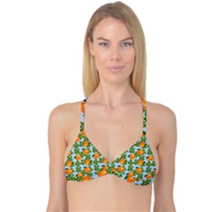 Citrus Tropical Orange Blue Reversible Tri Bikini Top