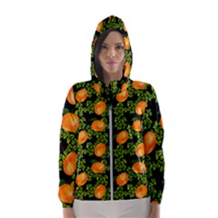 Citrus Tropical Orange Black Hooded Windbreaker (women)