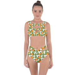 Citrus Tropical Orange White Bandaged Up Bikini Set 