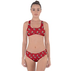 Skull Red Pattern Criss Cross Bikini Set