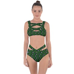 Eyes Green Plaid Bandaged Up Bikini Set 