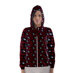 Eyes Red Plaid Hooded Windbreaker (women)