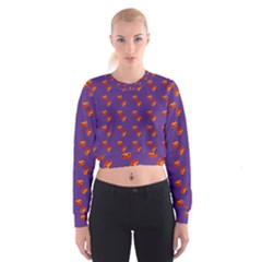 Kawaii Pumpkin Purple Cropped Sweatshirt