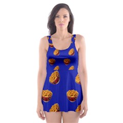 Kawaii Chips Blue Skater Dress Swimsuit by snowwhitegirl