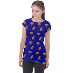 Kawaii Chips Blue Cap Sleeve High Low Top by snowwhitegirl