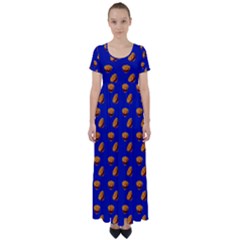 Kawaii Chips Blue High Waist Short Sleeve Maxi Dress by snowwhitegirl