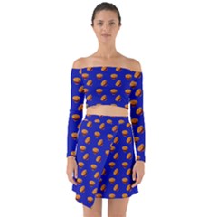 Kawaii Chips Blue Off Shoulder Top With Skirt Set by snowwhitegirl