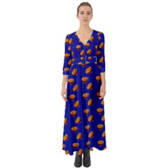 Kawaii Chips Blue Button Up Boho Maxi Dress by snowwhitegirl