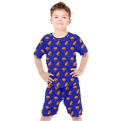 Kawaii Chips Blue Kids  Tee And Shorts Set by snowwhitegirl