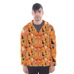 Halloween Treats Pattern Orange Hooded Windbreaker (men)