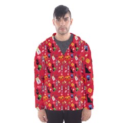 Halloween Treats Pattern Red Hooded Windbreaker (men)