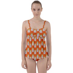 Ghost Pet Orange Twist Front Tankini Set