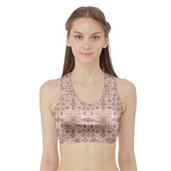 Ornamental Brown Sports Bra With Border