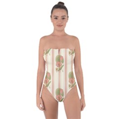 Lotus Flower Waterlily Wallpaper Tie Back One Piece Swimsuit by Mariart