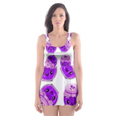 Kawaii Grape Jam Jar Pattern Skater Dress Swimsuit