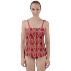 Pears Red Twist Front Tankini Set