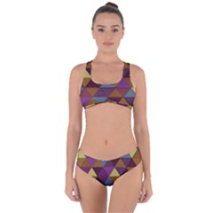 Fall Geometric Pattern Criss Cross Bikini Set