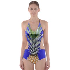 Pineapple Blue Cut-out One Piece Swimsuit