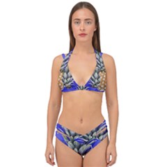 Pineapple Blue Double Strap Halter Bikini Set by snowwhitegirl