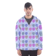 Valentine Hearts Blue Hooded Windbreaker (men)