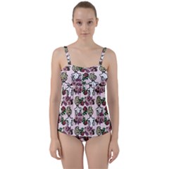 Victorian Girl Pink Twist Front Tankini Set