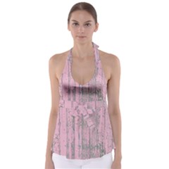 Old Pink Wood Wall Babydoll Tankini Top