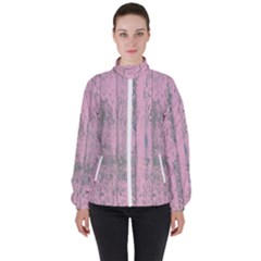 Old Pink Wood Wall High Neck Windbreaker (women)