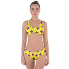 Ombre Glitter  Star Pattern Criss Cross Bikini Set