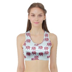 Pink Flower Elephant Sports Bra With Border by snowwhitegirl