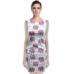 Pink Flower Elephant Classic Sleeveless Midi Dress by snowwhitegirl