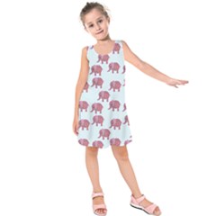 Pink Flower Elephant Kids  Sleeveless Dress