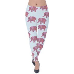 Pink Flower Elephant Velvet Leggings by snowwhitegirl