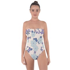 Vintage Floral Blue Pattern Tie Back One Piece Swimsuit