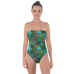 Green Geometric Tie Back One Piece Swimsuit