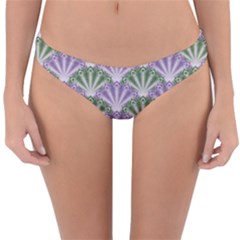 Vintage Scallop Violet Green Pattern Reversible Hipster Bikini Bottoms