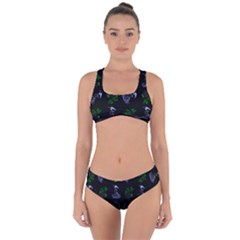 Gothic Girl Rose Black Pattern Criss Cross Bikini Set by snowwhitegirl