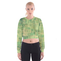 Abstract Green Tile Cropped Sweatshirt